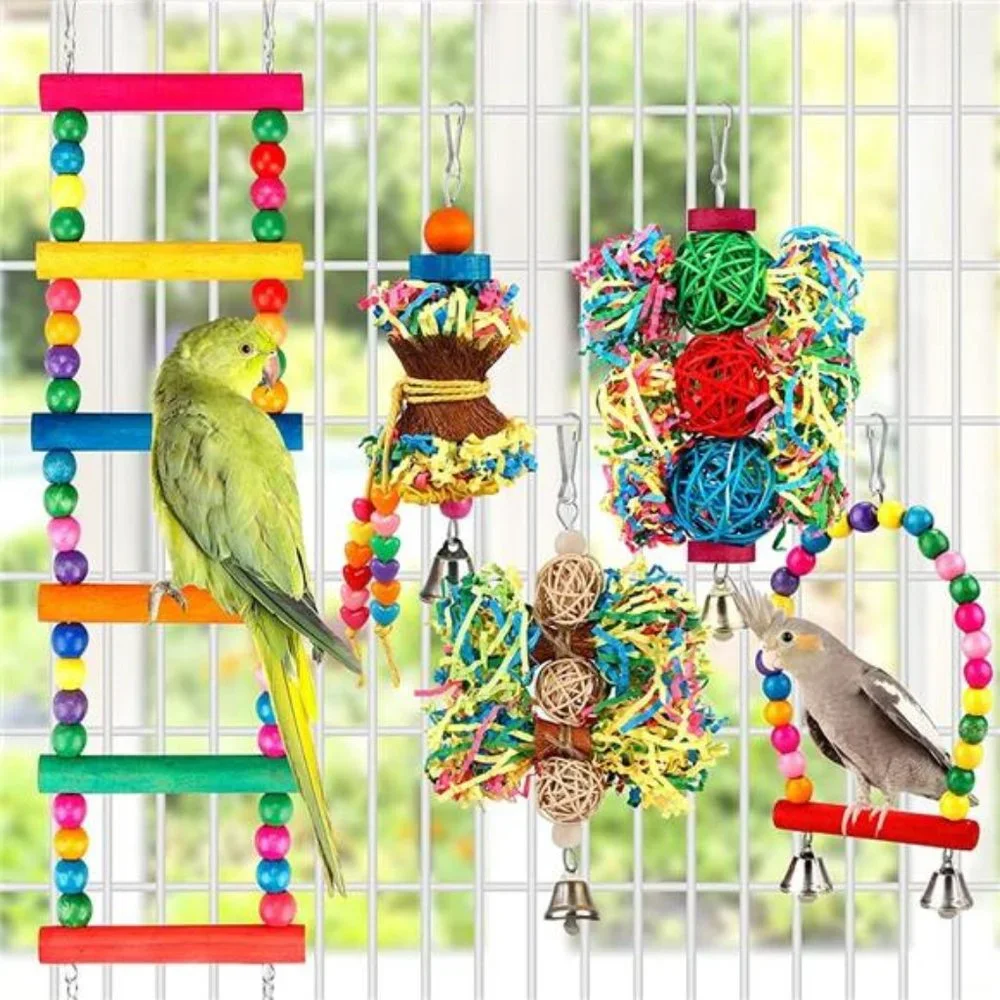 Bird Parakeet Toys Foraging Shredding Toys Parrot Cage Accessories Hanging Toys